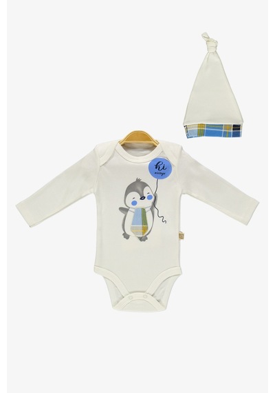 Mnk Baby & Kids Kravatlı Penguen Badi , Pantolon , Şapka Penye Takım Mnk0587 mavi