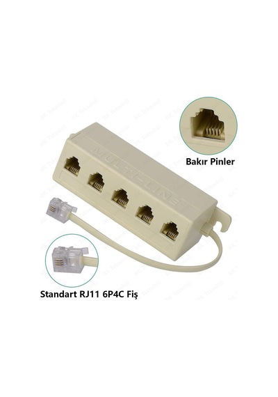1 Giriş 5 Çıkış Kablolu RJ11 6P4C Telefon Çoklayıcı