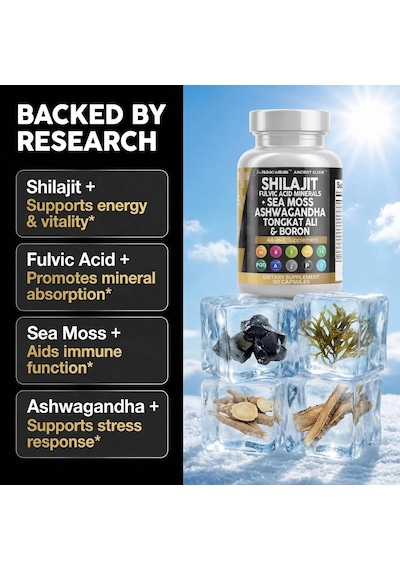 Shilajit + Sea Moss + Coq10 + Pqq + Boron + Black Pepper + Tongali + Boron 90 Capsul Usa Menşei