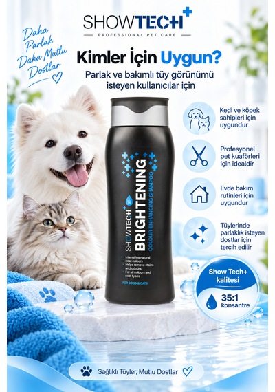 Showtech Brightening Parlatıcı Etkili Kedi Köpek Şampuanı 300 Ml - 35:1 Konsantre İle Beyazlatıcı Şampuan