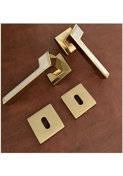 Albatros Gold Kare Rozetli Oda Kapı Kolu Koldoor 4 Takım