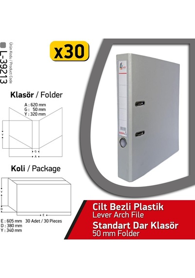 Laçin Klasör Gri Dar 30 Adet 1 Koli
