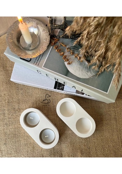 Dairesel Tealight Mumluk/şamdanlık 2 Li 14-7 Cm Beyaz
