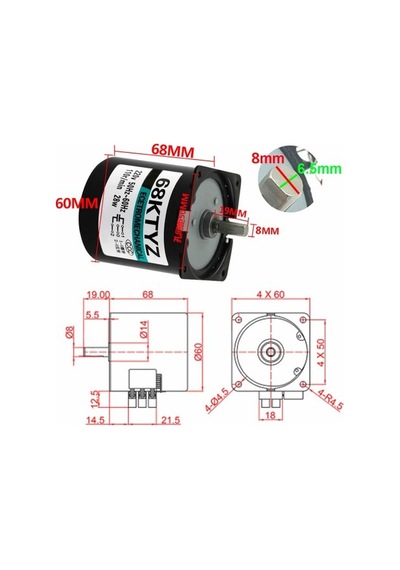 68ktyz 5rpm 220v Ac Senkron Redüktörlü Motor Düşük Devir Yüksek Tork Motor Otomasyon Motoru