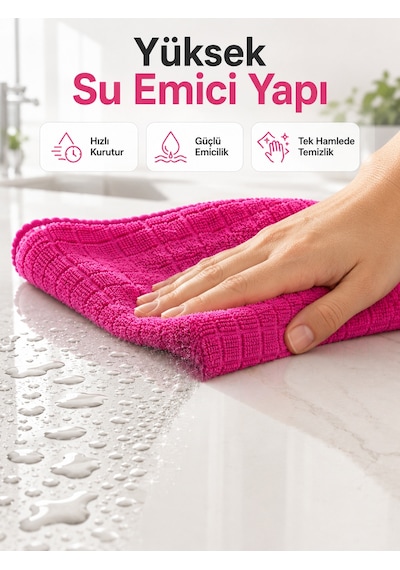 Mikrofiber Temizlik Bezi Cam, Ayna, Mobilya Ve Tezgah İçin - Lisinya Pembe