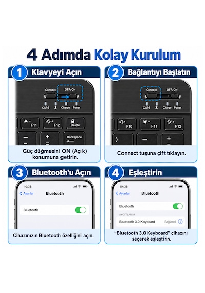 Microcase Lenovo Tab Plus Tb351fu İle Uyumlu 4in1 Set Tablet Çanta + Bluetooth Klavye + Mouse + Tablet Standı Taşıma Çantası Krem Lila - Siyah Al5920