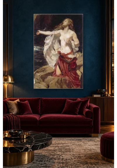 Fida Herbert Draper Kayalıkta Ariadne Canvas Tablo Çok Renkli