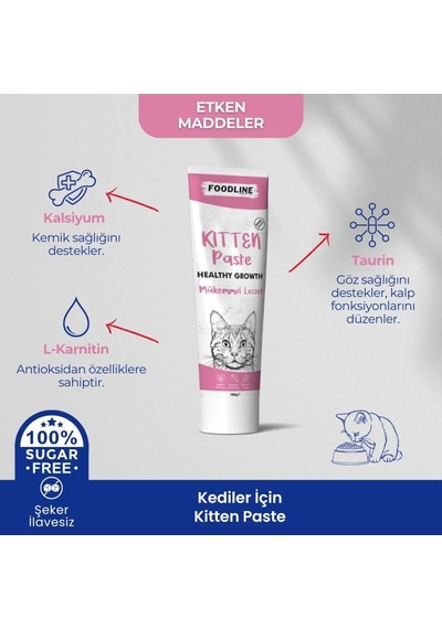 Foodline Kitten Malt Macun 100 Gr, Yavru Ve Anne Kediler İçin Bağışıklık Sistemi Tamamlayıcı