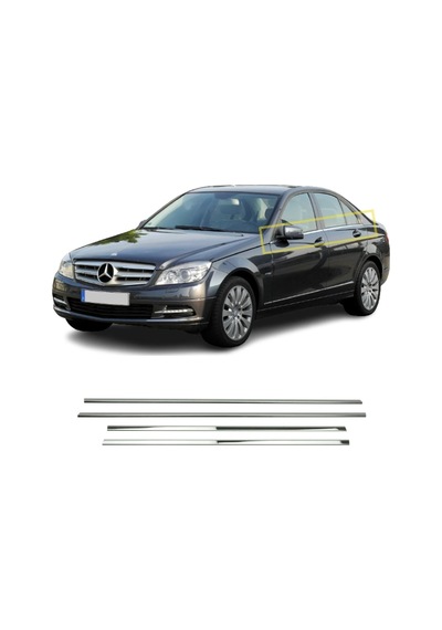 Mercedes C Class W 204 Uyumlu Cam Çıtası 4 Parça 2007-2014 Paslanmaz Krom
