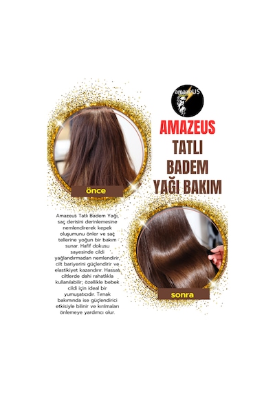 Amazeus Tatlı Badem Yağı %100 Saf Ve Doğal Besleyici Etki 50 Ml / 1.7 Fl Oz 20 ML