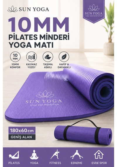 Yoga Seti 10 Mm Kaymaz Mat Ve %100 Pamuk Çanta Mor