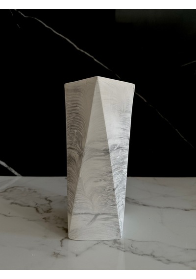 Beton Çiçek Vazosu El Yapımı Dekoratif Geometrik Saksı Mermer Desen