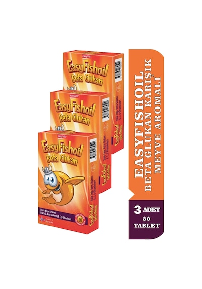 Easyfishoil Beta Glukan Karışık Meyve Aromalı 3 x 30 Jel Tablet