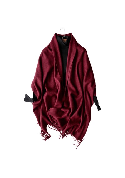 Hailihui Kadınlar Yün Şal Atkı Sonbahar Kış İçin Sağlam Hafif Yumuşak Sargı Wine Red