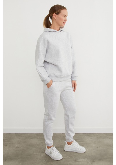 Fullamoda 3 İplik Basic Kapüşonlu Jogger Eşofman Takımı Grimelanj