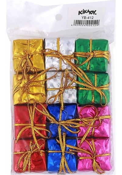 12 Adet Hediye Paketi Renkli Noel Yılbaşı Çam Ağacı Süsü 3 Cm
