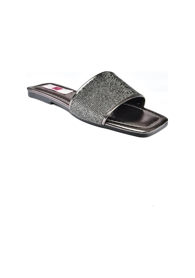 Fox Shoes P820038614 Platin Kalın Bantlı Sim Detaylı Kadın Terlik