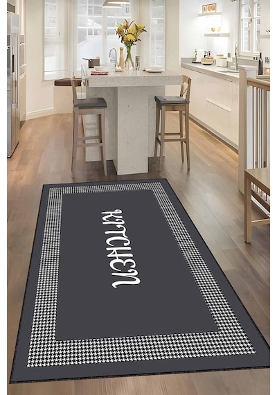 Antrasit Kaymaz Tabanlı Kitchen Mutfak Halısı Yolluk Vh105n11