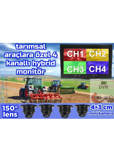 7'' Hybrid Dvr Ekran 4 Adet 150 Derece Ultra Mini Ahd Kamera Set