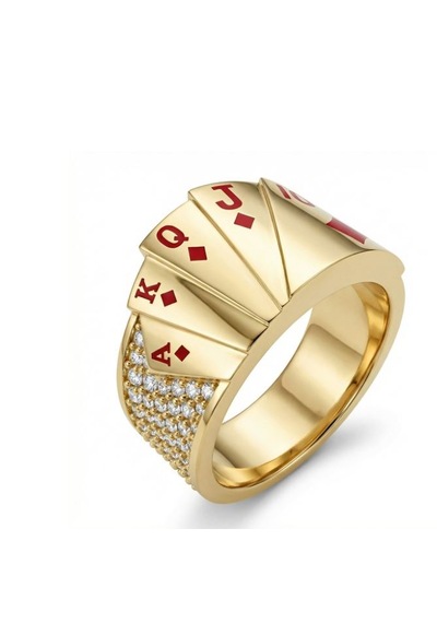 Karo Royal Flush Yüzük Çok Renkli