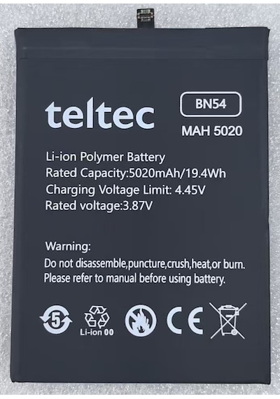 Teltec Xiaomi Redmi Note 9 Uyumlu Bn54 Pil Batarya 1 Yıl 5020 Mah