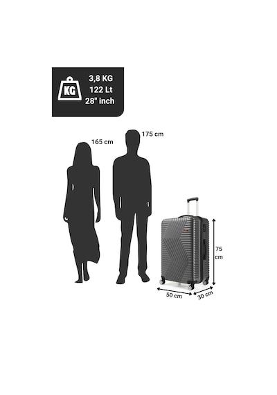 G&d Polo Suitcase Abs Koyu Gri Büyük Boy Valiz 600.02-b