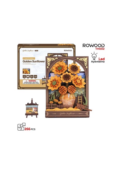 Rowood Th002 Ayçiçeği Golden Sunflower Dıy Minyatür Maket Model Seti Ahşap 3d Wooden Puzzle 3d Model Kit Detaylı Dekoratif Hobi Seti Ahşap Maket