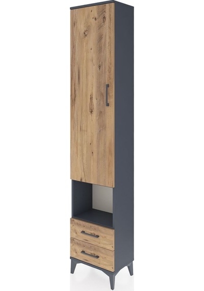 Arges Dolap 3 Raflı 2 Çekmeceli Tek Askılı 44x30x221 Antrasit-çam Antrasit
