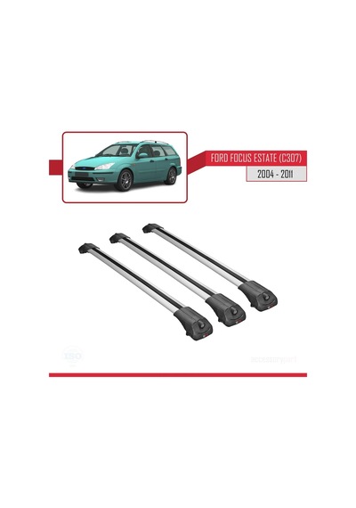 Ford Focus Estate C307 2004-2011 Arası İle Uyumlu Ace-1 Ara Atkı Tavan Barı Gri 3 Adet Bar