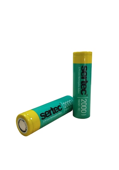 2 Adet-sertec 18650 3.7v 2000 Mah 1c Li-ıon Şarjlı Pil Düz Kafa