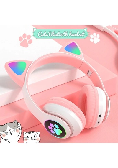 Ally 23m Kedi Kulak Kulaküstü Bluetooth 5.0 Kablosuz Kulaklık Led Işıklı- 5775