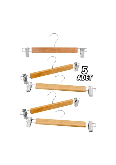 5 Adet Ahşap Askılık Mandallı Etek-pantolon Askısı Elbise Askısı-bebek Askılık - Ayarlanır Askılık A Diğer
