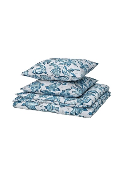 Ikea Bıttersöta Çift Kişilik Nevresim Takımı 220 X 240 Cm Açık Gri - Gök Mavisi Çok Renkli