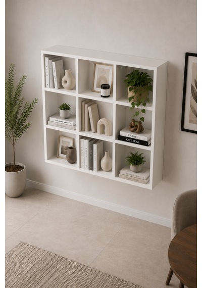 Nest 9'lu Küp Kitaplık Y:88 G:88 D:20 / Beyaz