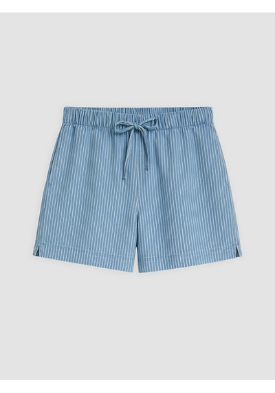 Lcwaıkıkı Classic Mavi Beli Lastikli Çizgili Kadın Jean Şort