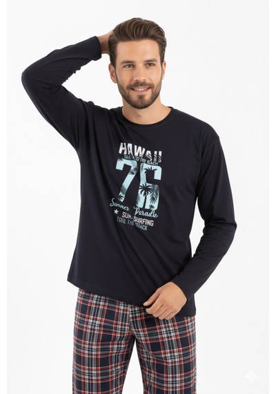 Free Beka Uzun Kollu Ekose Desenli Altı Kareli Erkek Pijama Takımı Pamuklu Ve Rahat Kumaş Lacivert Free Beka Uzun Kollu Ekose Desenli Altı Kareli Erkek Pijama Takımı Pamuklu Ve Rahat Kumaş Lacivert