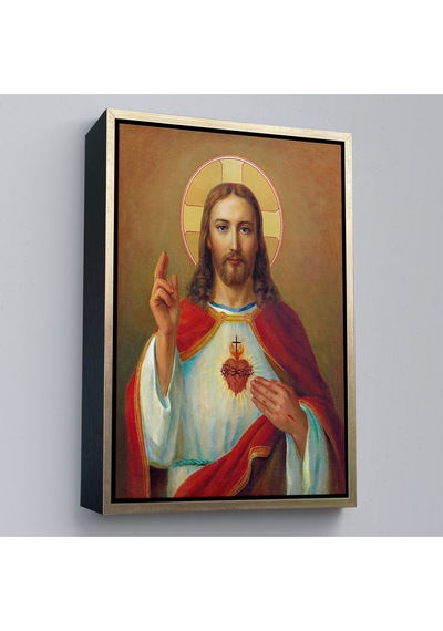 Çerçeveli İsa'nın En Kutsal Kalbi Tablosu - The Most Sacred Heart Of Jesus-6478