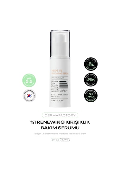 Resveratrol, Nmn Ve Nad İçeren Kırışıklık Bakım Serumu Derma Factory Renewing Serum