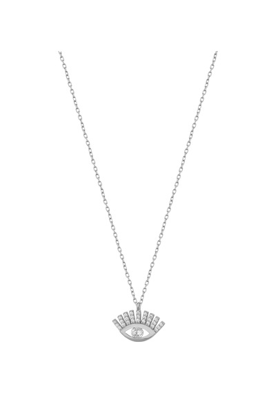 Taşlı Kirpik Göz Gümüş Kolye Rose Gold