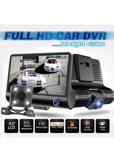 Exvol Araç Içi Yol Kayit Kamerası 1080P Full Hd 3 Kamerali 4.1 Inc Ekranlı Yol+Araç Içi+ Park Kamerasi