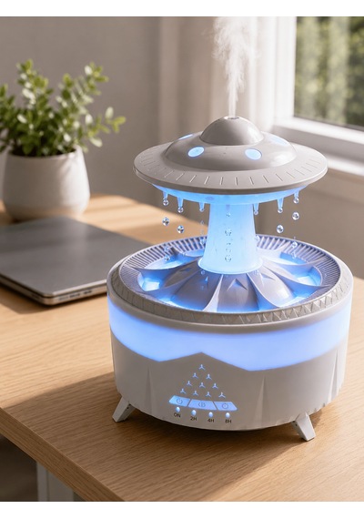 Rgb Işıklı Yağmur Efektli Ha Nemlendirici 350 Ml Sessiz Çalışma Uzaktan Kumanda