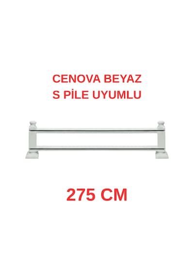 Cenova S Pile Ve Perde Düğmesi Uyumlu Çetray Çift Raylı Modern Ahşap Rustik Beyaz 275 Cm Beyaz