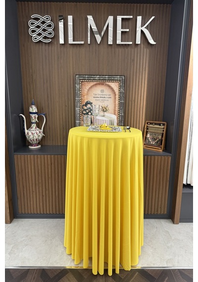 Dertsiz Serpme Bistro Masa Örtüsü Düğün, Davet, Organizasyon, Kokteyl Masa Örtüsü Limon Limon