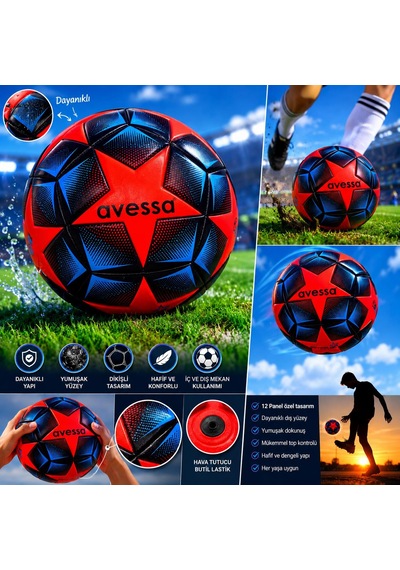 Avessa Estrella Futbol Topu 12 Panel Kırmızı