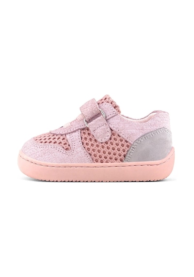 Rakerplus Bob Hakiki Deri Pudra Gri Barefoot Cırtlı Lastikli Bebek Sneaker Ayakkabı Pudra