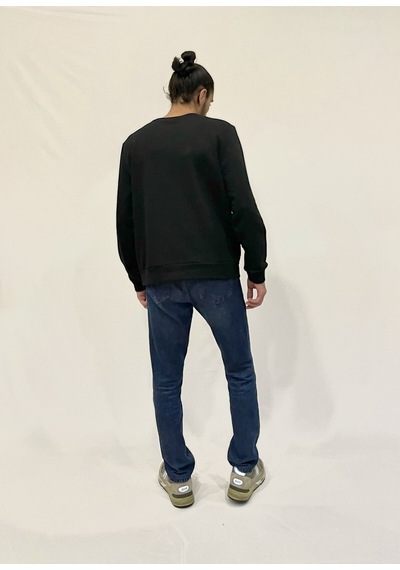 Erkek Bisiklet Yaka Rahat Kalıp 3 İplik Kalın Californıa Baskılı Sweatshirt Spr24sw32 Siyah