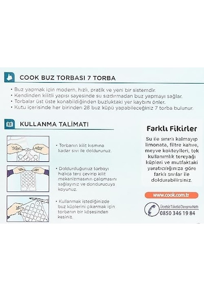 Buz Torbası, Kendinden Kilitli 7 Adet/kutu İçi 2li Paket