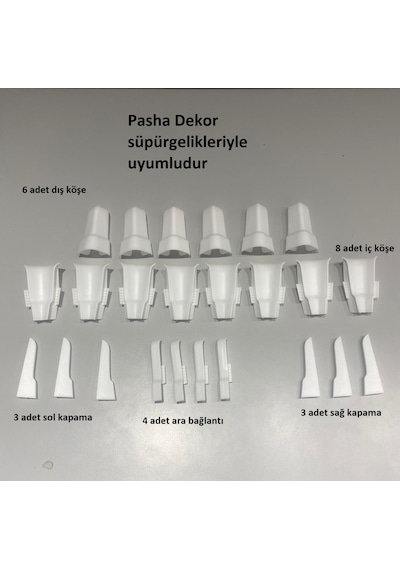 8 Cm Beyaz Süpürgelik İç Köşe Dış Köşe Aparat