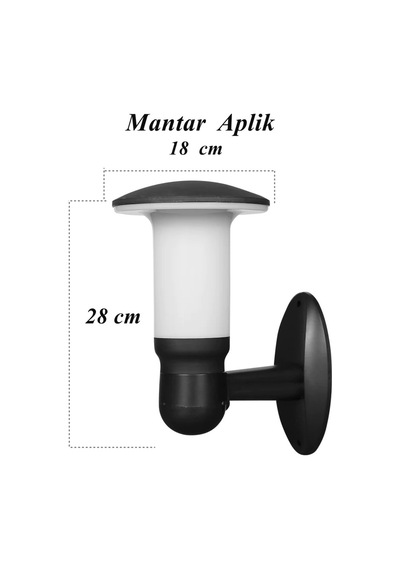Mantar Aplik 32 Cm Set Üstü Bahçe Lambası Zita Bahçe Aydınlatma Siyah