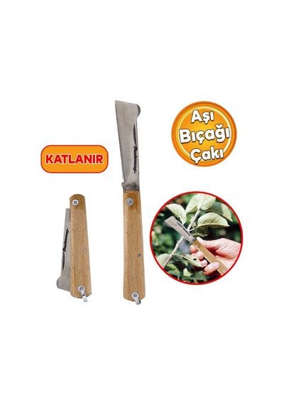 Aşı Bıçağı Profesyonel Çelik Tepeli Uçlu Bağ Ağaç Budama Aşı Çakı
